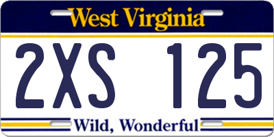 WV license plate 2XS125