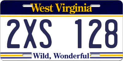 WV license plate 2XS128