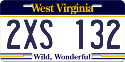 WV license plate 2XS132