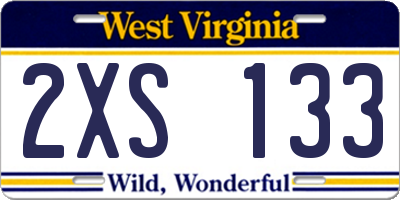 WV license plate 2XS133