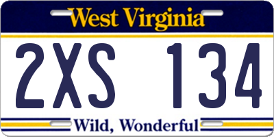 WV license plate 2XS134