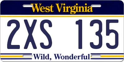 WV license plate 2XS135