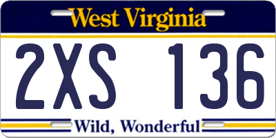WV license plate 2XS136