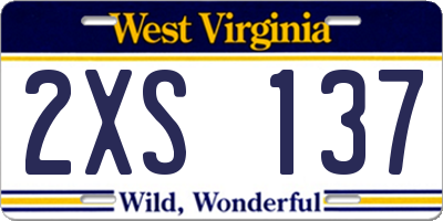 WV license plate 2XS137