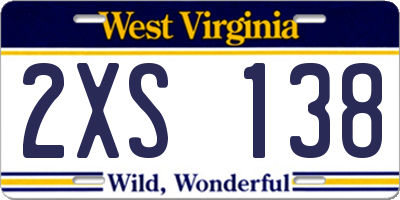 WV license plate 2XS138