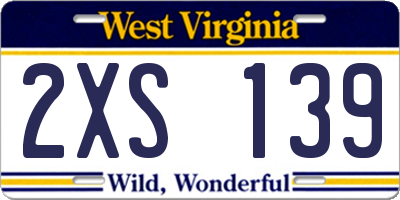 WV license plate 2XS139