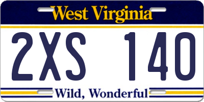 WV license plate 2XS140