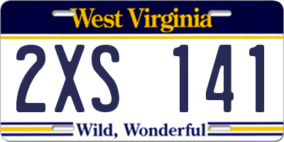 WV license plate 2XS141