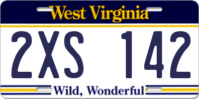 WV license plate 2XS142
