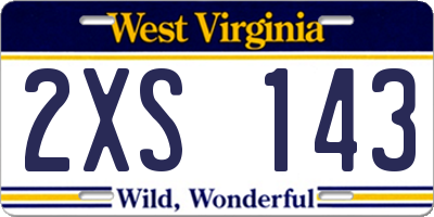 WV license plate 2XS143