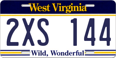 WV license plate 2XS144
