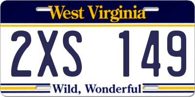 WV license plate 2XS149