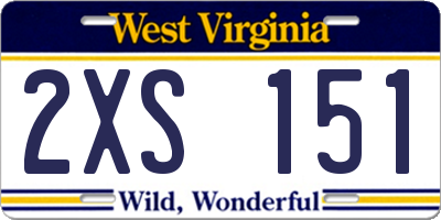 WV license plate 2XS151