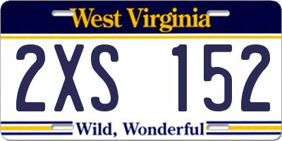 WV license plate 2XS152