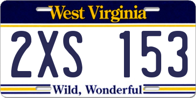 WV license plate 2XS153