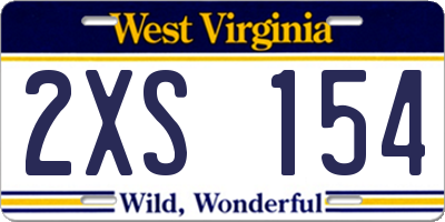WV license plate 2XS154