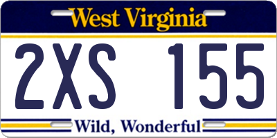WV license plate 2XS155