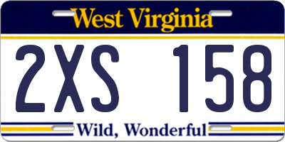 WV license plate 2XS158