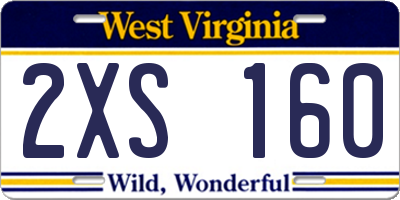 WV license plate 2XS160