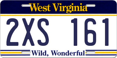 WV license plate 2XS161