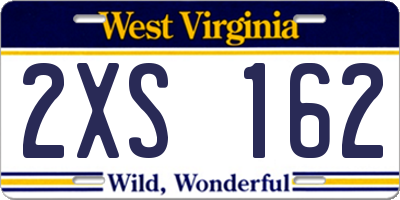 WV license plate 2XS162