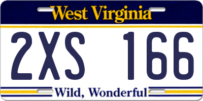 WV license plate 2XS166