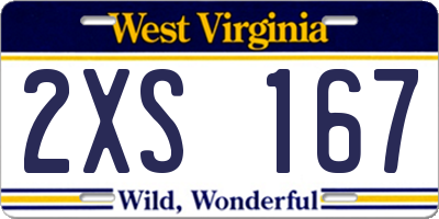 WV license plate 2XS167