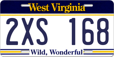 WV license plate 2XS168