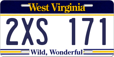 WV license plate 2XS171