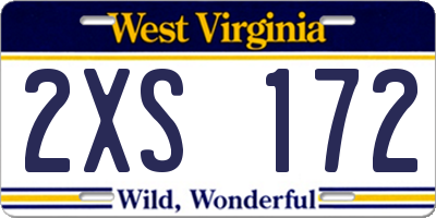 WV license plate 2XS172