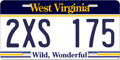 WV license plate 2XS175