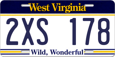 WV license plate 2XS178