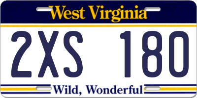 WV license plate 2XS180
