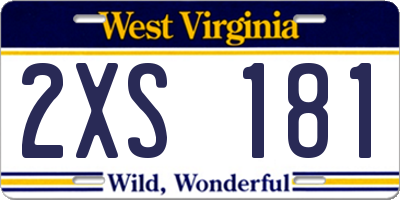 WV license plate 2XS181