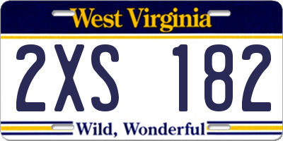 WV license plate 2XS182