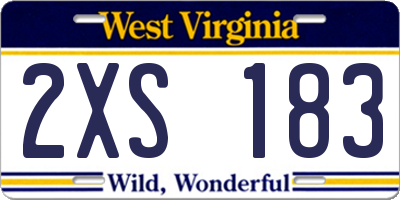 WV license plate 2XS183