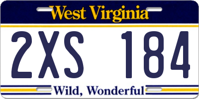 WV license plate 2XS184