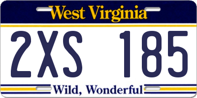 WV license plate 2XS185