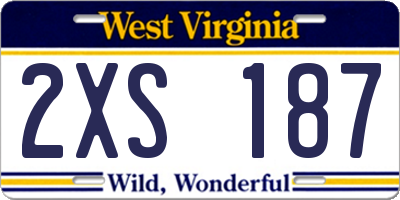WV license plate 2XS187