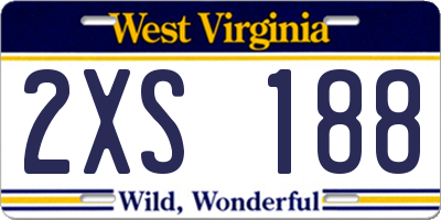 WV license plate 2XS188