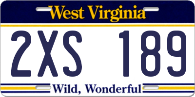 WV license plate 2XS189