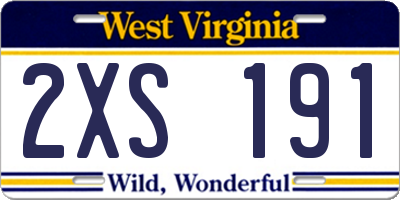 WV license plate 2XS191