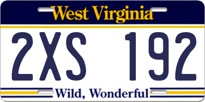 WV license plate 2XS192