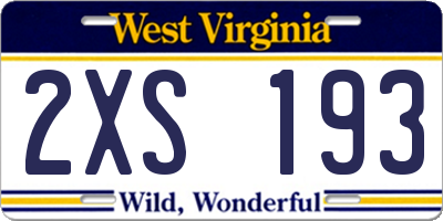 WV license plate 2XS193