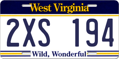 WV license plate 2XS194