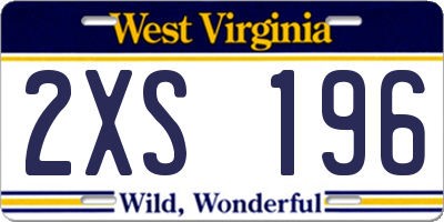 WV license plate 2XS196