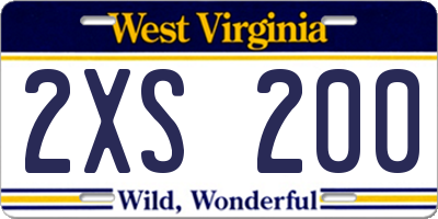 WV license plate 2XS200
