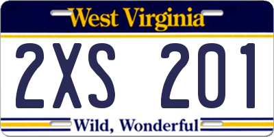 WV license plate 2XS201