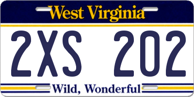 WV license plate 2XS202