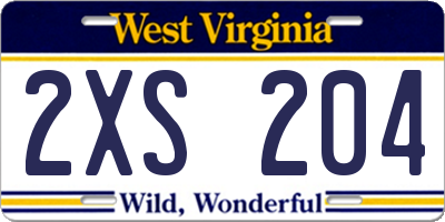 WV license plate 2XS204